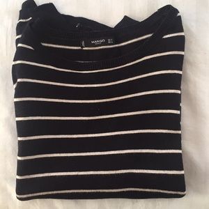 Mango Black and white striped top